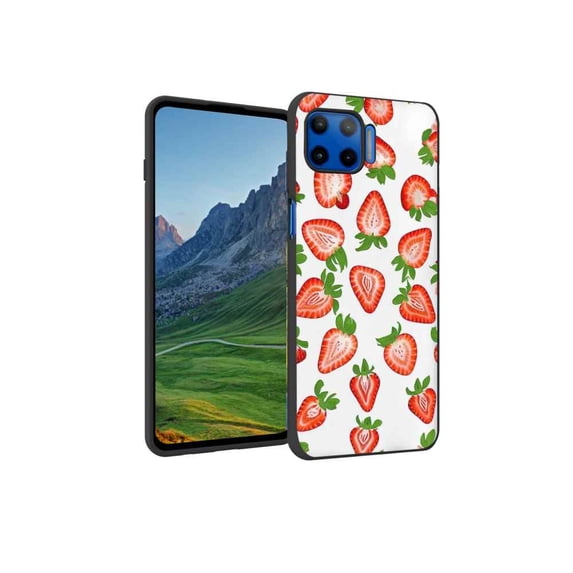 Compatible with Moto G 5G Plus Phone Case, strawberry-berries-6 Case Silicone Protective for Teen Girl Boy Case for Moto G 5G Plus