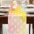 thumbnail image 3 of Easter Table Runner, Spring Rabbits Silhouette Rainbow Ombre Art Washable Cotton Linen Table Runners 36 Inches Long, Dresser Scarf Runner for Nightstand/End Tables/Round Tables 13''x36'', 3 of 9