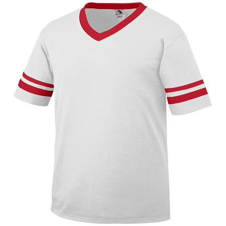 Augusta Heavyweight Jersey - Augusta SLEEVE STRIPE JERSEY WHI/RED S