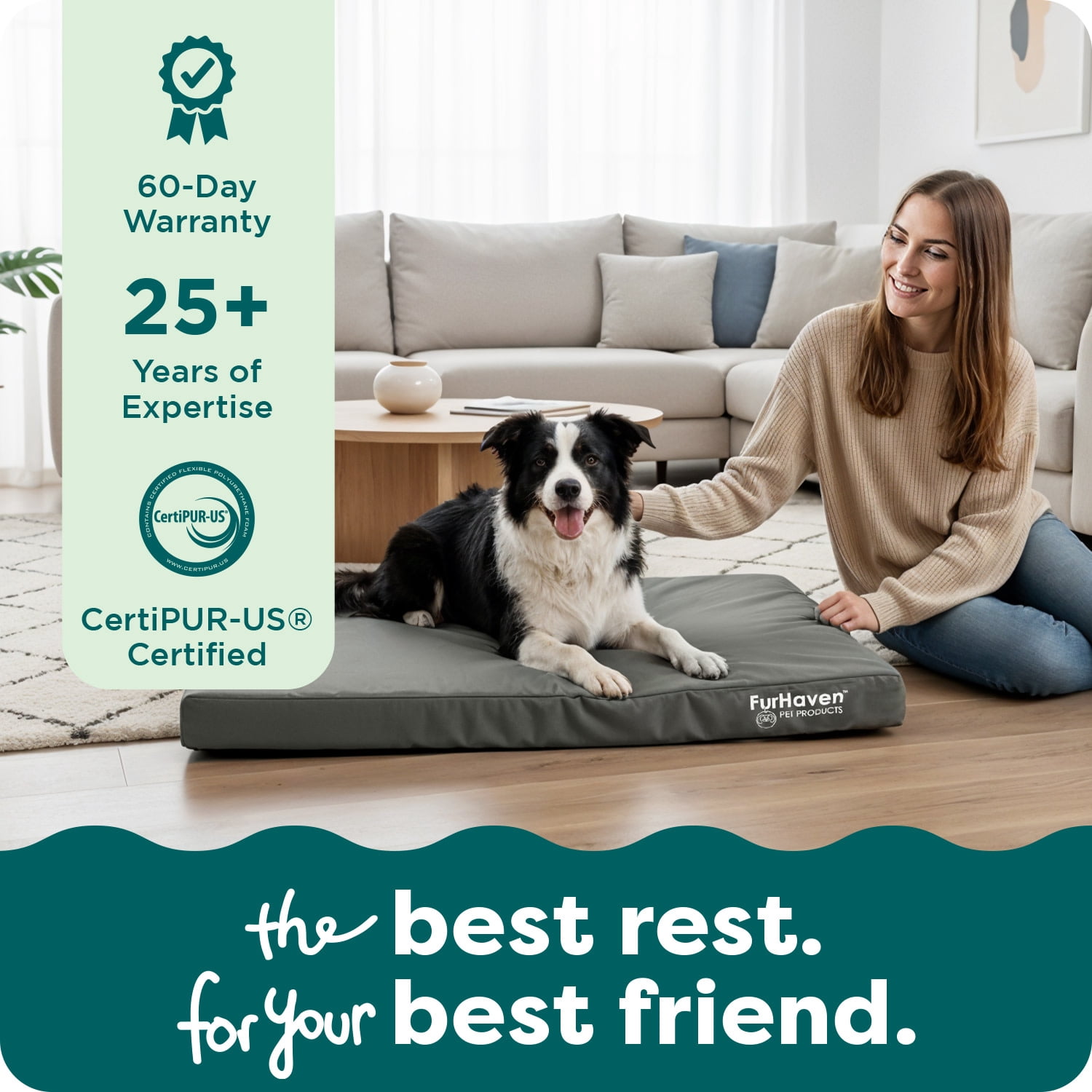Large Furhaven Logo Indoor/Outdoor Deluxe Orthopedic Dog Bed