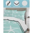 thumbnail image 4 of Quilts Twin-XL Size Bedding Set, Teal Starfish Coastal Lightweight Quilted Comforter, Summer Beach Nautical Ocean Wooden Reversible Bedspread Coverlet with Pillow Covers for All Season, 68" x 98", 4 of 7