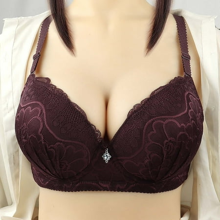 Limited-Time Price Cut: Womens Sports Bra  Sujetador deportivo para Mujer  Women s Solid Color Steel Ring Oversized Gathering Underwear Daily Bra SOPATENOR Coffee 2XL