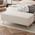 thumbnail image 2 of Miniyam Modern Corduroy Upholstered Ottoman with Metal Legs, Storage Bench for Bedroom,Living Room,Beige, 2 of 7