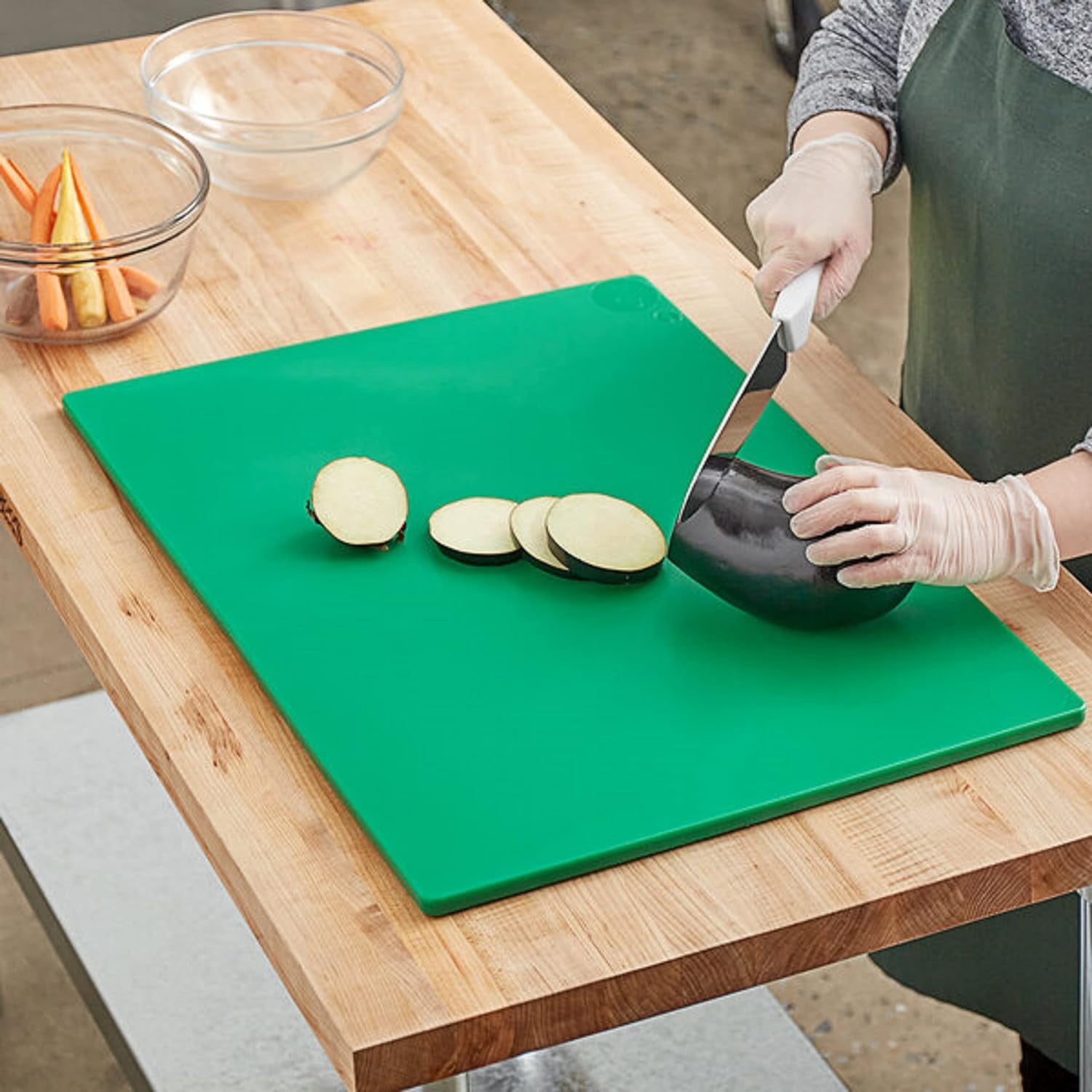 TrueCraftware- 24" X 18" X 1/2” Plastic Cutting Board for Kitchen Green Color- Plastic Commercial Chopping Board Anti Slip Surface Chopping Food Cutting Mat for Meat Vegetables