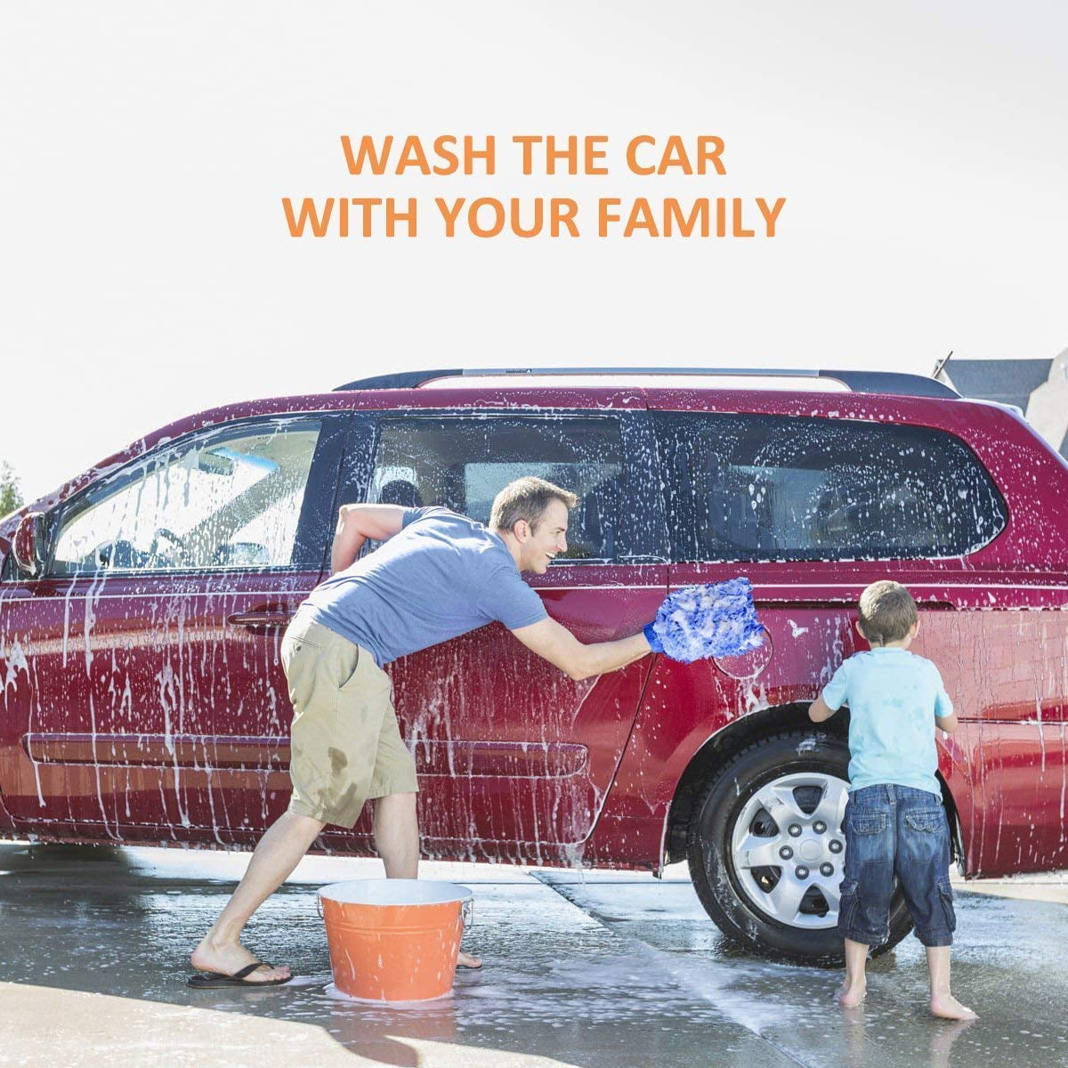 Idearsen Car Wash Mitt Double Sided Large Size Wash Mitt(Green) Waterproof Chenille Microfiber Premium Scratch-Free Car Wash