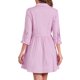 thumbnail image 3 of Vestido de camisa para mujer Inspire Chic de manga 3/4, con botones, mini vestido en rosa y púrpura, talla XL, 3 of 5