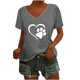 thumbnail image 1 of Camisas con estampado informal con estilo para mujer, camisetas holgadas de manga corta de talla grande, blusa con cuello en V OAVQHLG3B Store lin121212, 1 of 5
