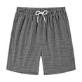 thumbnail image 5 of Men's Lounge Shorts Casual Gingham Shorts with Elastic Waist Soft Summer Pajama Shorts with Pockets Black S, 5 of 5