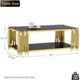 thumbnail image 6 of Holaki Glass Coffee Table Modern Living Room Table Gold Stainless Steel Metal Leg 51" Rectangular Black Tempered Glass Center Table for Home Office, 6 of 7