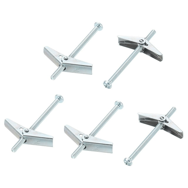 Uxcell 3/16 x 3 Male Thread Spring Loaded Hollow Wall Round Head Toggle Bolt 10pcs
