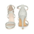 thumbnail image 4 of BLISSFUL STEP Glitter Crisscross Strap Stiletto High Heels Sandals for Women Silver 8, 4 of 4