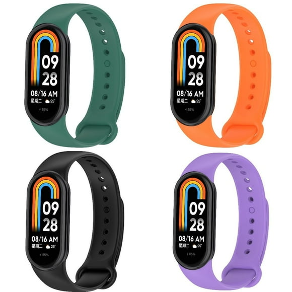 KOMI 4 Pcs Xiaomi Mi 8 Strap Replacement Bands for Mi Band 8 Smart Watch Bands, Skin-Friendly Soft & Flexible Silicone Straps for Male and Female, Black