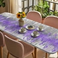 thumbnail image 3 of Purple Grey Abstract Table Cloths for 8 Foot Rectangle Tables, Gradient Geometric Graffiti Modern Art Patio Waterproof Elastic Fitted Tablecloths, Washable Rectangular Table Cover for Camping, 3 of 8