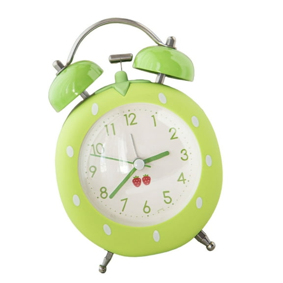 Cute Strawberry Plastic Alarm Clock Loud Bells Kids Seniors Bedroom Decors Gift
