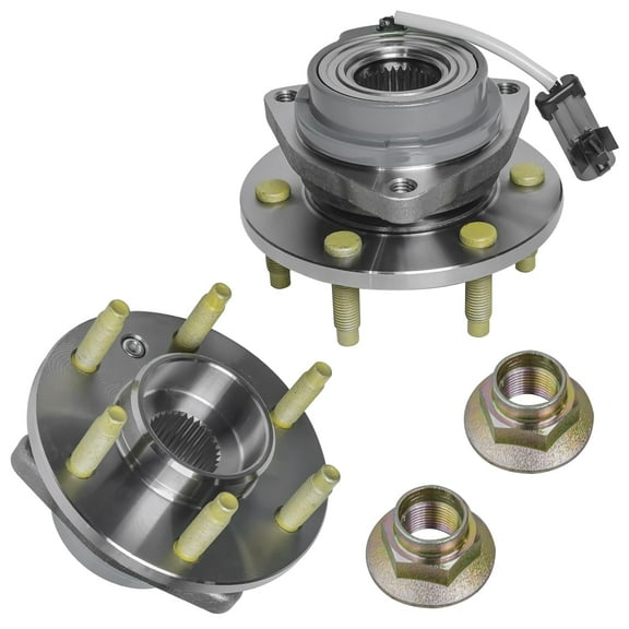 Detroit Axle 513236 Front Wheel Hub Bearing Assembly w/ CV Axle Nuts Replacement for 2006-2009 Chevy Uplander, Terraza, Pontiac Montana, Saturn Relay - 4pc Set