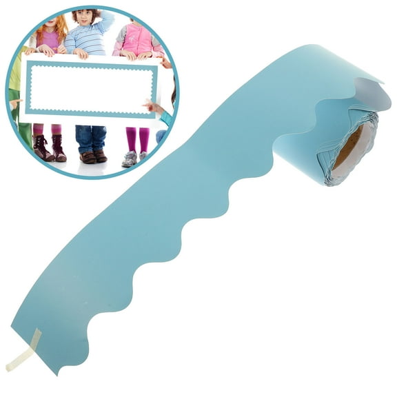PAMINGONO Bulletin Board Border Trim Bulletin Border Decor Blue Coated Paper 1 Roll