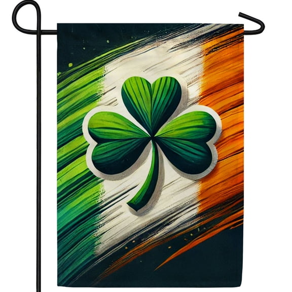 America Forever Irish Pride Shamrock Garden Flag Double Sided, 12.5 x 18 inch Ireland Flag Colors Shamrock Design, St Patrick's Day Irish Heritage, Celtic Pride Yard Flag