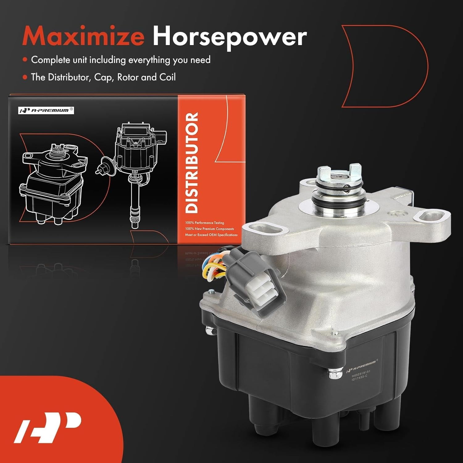 A-Premium Ignition Distributor with Cap & Rotor Compatible with Honda CR-V CRV 1999 2000 2001 L4 2.0L