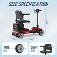 thumbnail image 5 of REARFIT Foldable 4 Wheels Mobility Scooter for Seniors, Electric Wheelchair with Detachable Battery, Dual Baskets, Cup & Phone Holder, 330lbs, Red, 5 of 12
