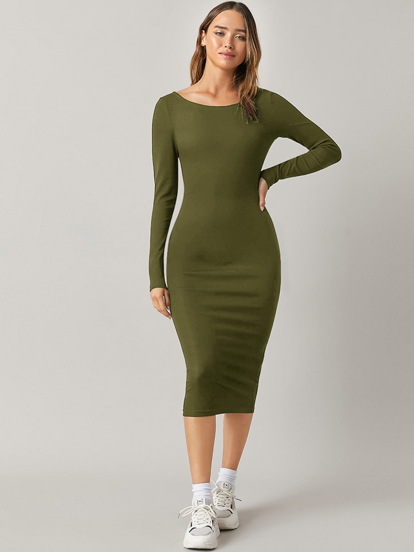 boat neck bodycon dress