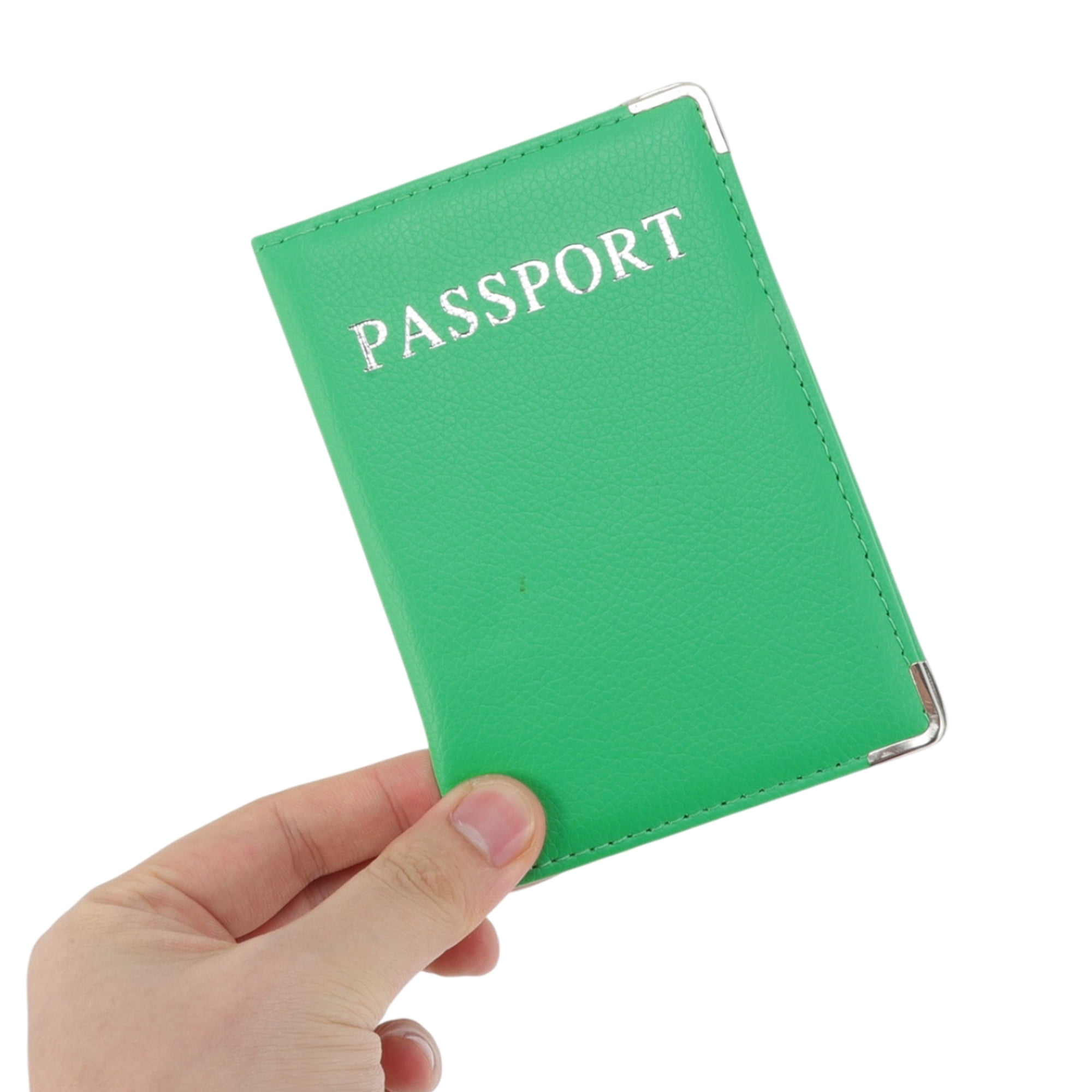 Unique Bargains Metallic Edge Passport Holder 1 Pc Light Green