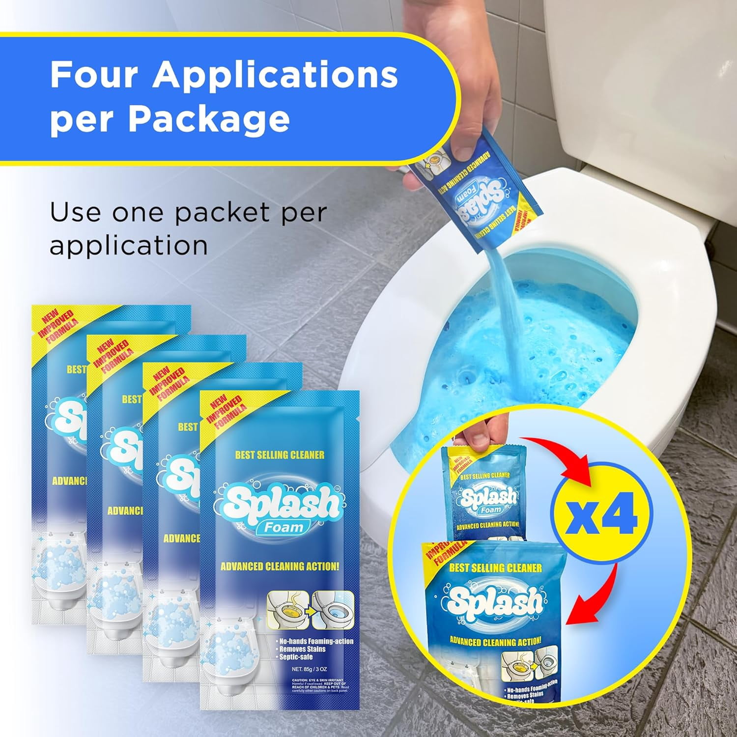 Splash Toilet Cleaner - New Advanced-Formula Self-Activating Powder for Toilet Bowl Cleaning Bathroom Cleaners