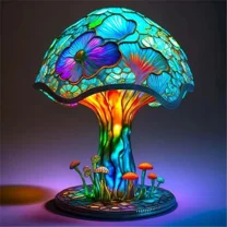 Mushroom Lamp - Colorful Painting Mushroom Table Lamp, New Resin Plant Series Table Lamp,Vintage Mushroom Decorations Light for Bedrooms Living Room H