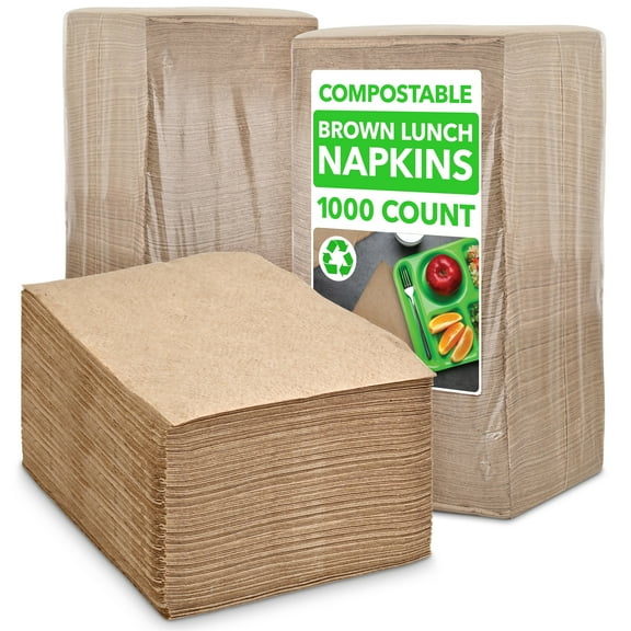 Brown Napkins Disposable, Paper Napkins Everyday 1000 Count, Compostable, Biodegradable, Eco-Friendly, Tan Napkins Bulk for Commercial Restaurants, Dinner Parties, Crafts