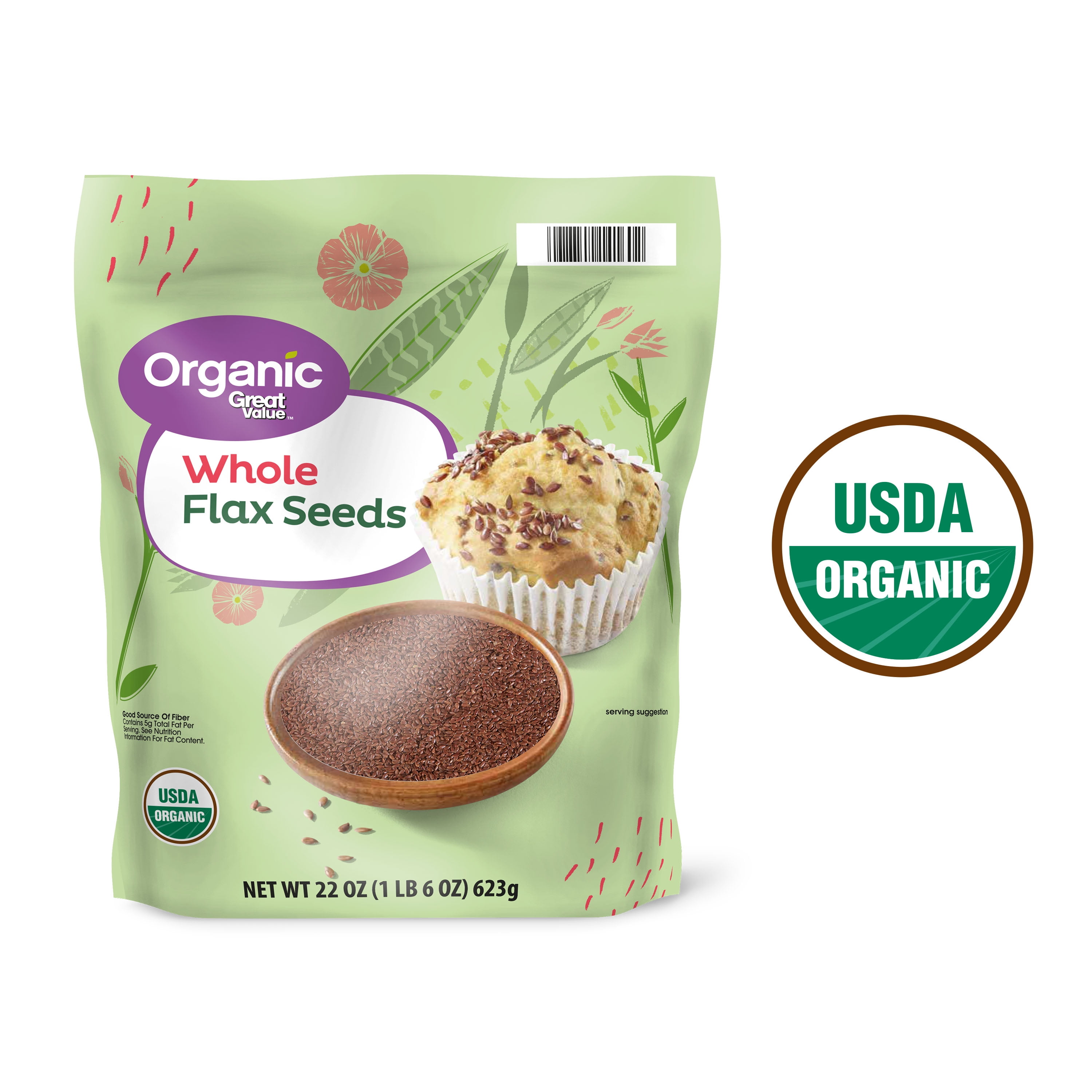 Great Value Organic Whole Flax Seed 22 Oz Walmart Com Walmart Com