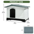 thumbnail image 3 of Uforic 43.7"Large Waterproof Plastic Dog House with Porch & Cushion, Outdoor Indoor Double Door Doghouse,Gray,43.7"L x 33"W x 31.6"H, 3 of 9