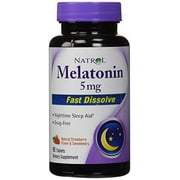 Natrol Fast Dissolve Melatonin Tablets, Strawberry, 5Mg, 90 Ct, 2-Pack