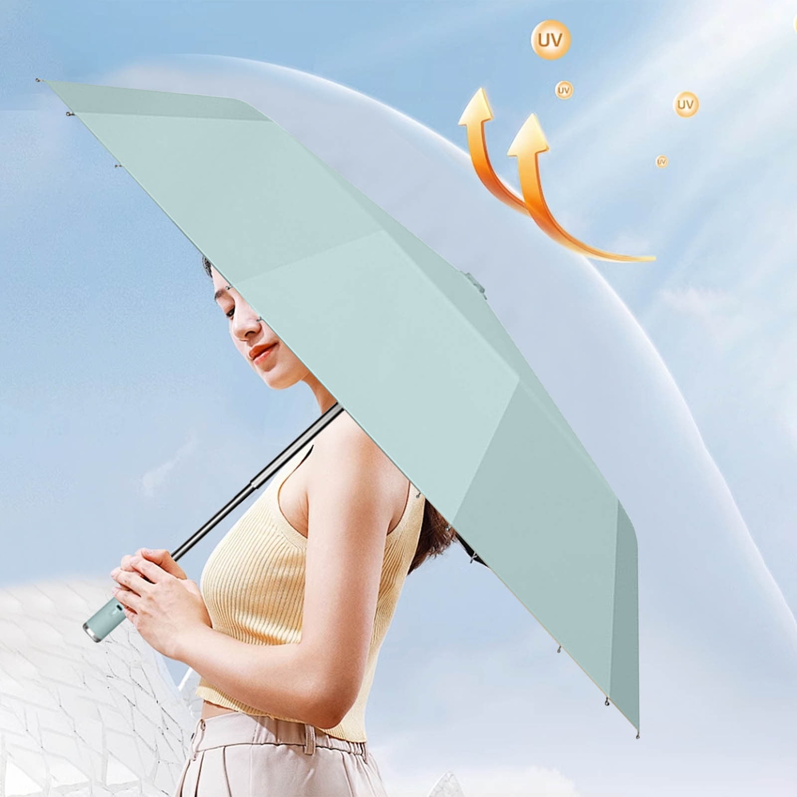 Outdoor Umbrella, Umbrellas For Rain Protection Sun Umbrella With Fan Umbrella 3-in-1 Fan And Nebulizer Umbrella Ultraviolets Folding Automatic Rechargeable Umbrella Portable Travel Fishing Golf