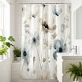 thumbnail image 2 of Watercolor Blue and Beige Floral Shower Curtain 72x72 inch, Soft Neutral Botanical Bathroom Decor with 12 Hooks, 2 of 6