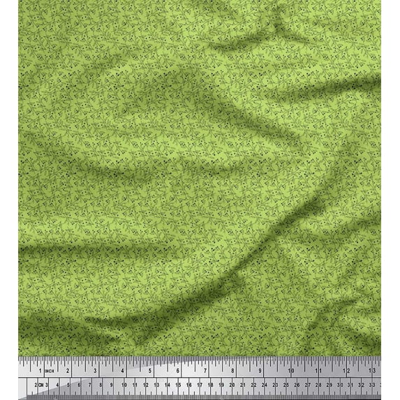 Soimoi Cotton Poplin Fabric Leaves & Berries Shirting Print Fabric by Yard 42 Inch Wide