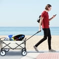 thumbnail image 4 of Harper & Bright Designs Portable Rolling Folding Garden Cart with 360 Degree Swivel Anti-Slip Wheels & Adjustable Handle, 220lbs Weight Capacity, White, 34''L×21''W, 4 of 8