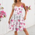 thumbnail image 4 of Valentines Dress for Women Sleeveless Love Heart Print Dresses 2026 Spring Summer A-Line Strapless Cocktail Punk Dress Pink 2XL, 4 of 4