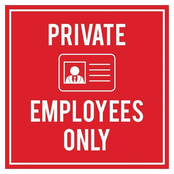 Signs ByLITA Square Private Employees Only Sign (Red) - Large
