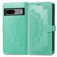 thumbnail image 2 of SaniMore for Google Pixel 7A 6.1" 2023 Wallet Case with Embossed Mandala PU Leather Flip Protection Wrist Strap Credit Card Holder Pocket Kickstand Shockproof Case, Green, 2 of 9