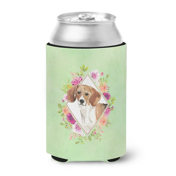 Beagle Green Flowers Can or Bottle Hugger