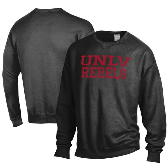 Men's ComfortWash Black UNLV Rebels Garment Dyed Fleece Crewneck Pullover Sweatshirt