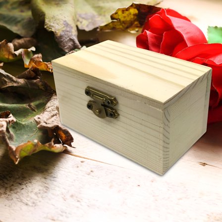 LAMIRO Unfinished Wood Box DIY Painting Craft Box Plain Keepsake Box Treasure Chest Flat Lid