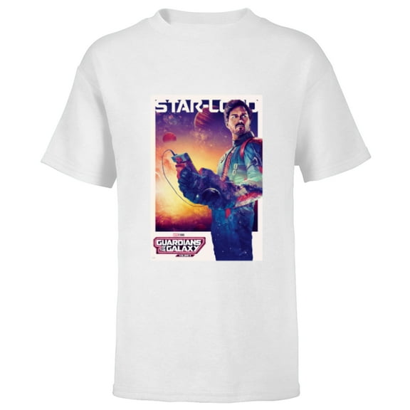 Marvel Guardians of the Galaxy Volume 3 Star-Lord Poster - Short Sleeve T-Shirt for Kids - Customized-White