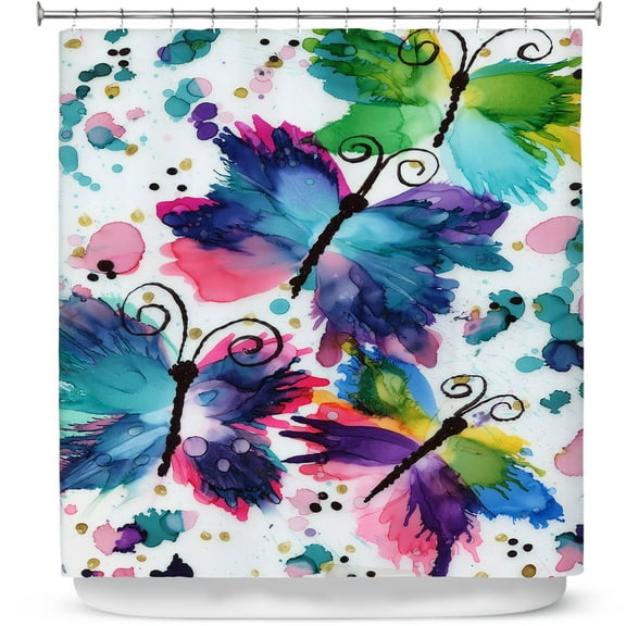 Shower Curtains 70" x 93" from DiaNoche Designs by Shay Livenspargar - Dancing Butterflies