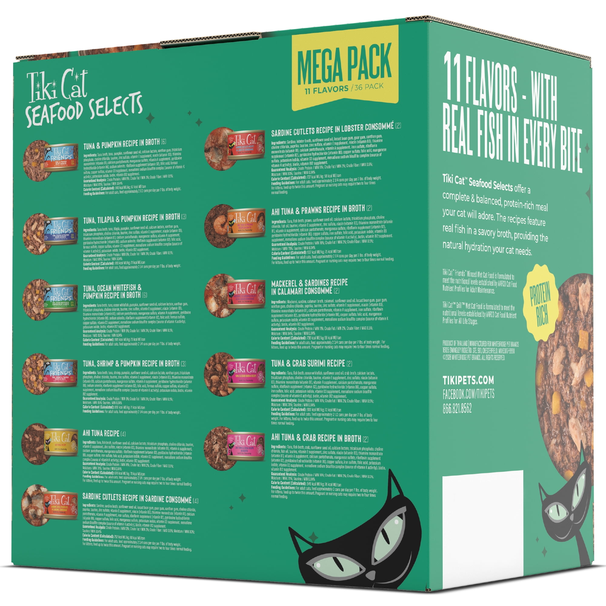 (2 pack) Tiki Cat Seafood Selects Wet Cat Food Mega Pack, 2.8 oz. Can (36 Count)