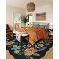 thumbnail image 6 of Moynesa 6'x9' Floral Washable Area Rugs, 6x9ft Soft Bedroom Large Rug for Living Room Ultra-Thin Non Slip Dining Room Rug, Stain Resistant Boho Rugs Easy Clean Throw Carpet for Office,Black, 6 of 6
