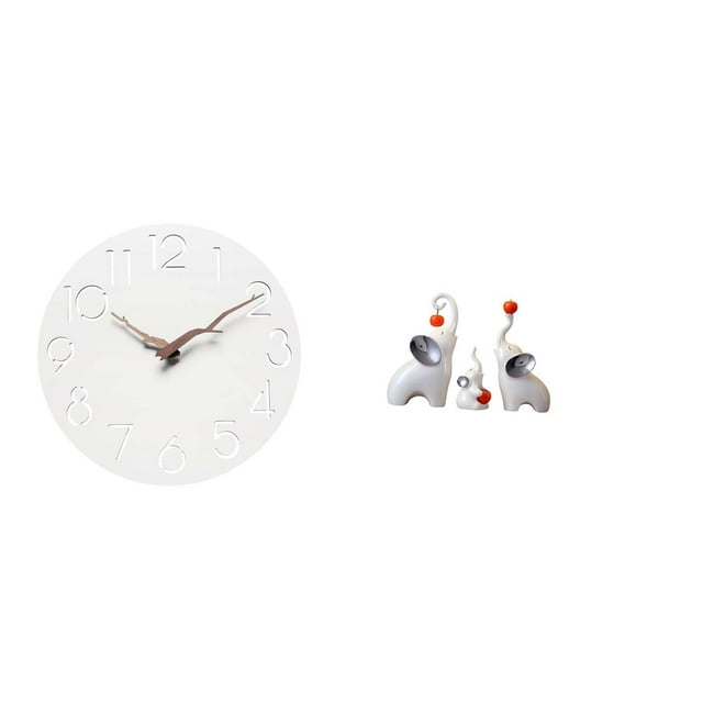 Reloj De Pared Silencioso, Ideal Para El Hogar, La Cocina, La Oficina O El Estudio. Incluye Esculturas De Elefantes, Estatuas De Animales, Figuras Familiares Y Decoración De Escritorio.