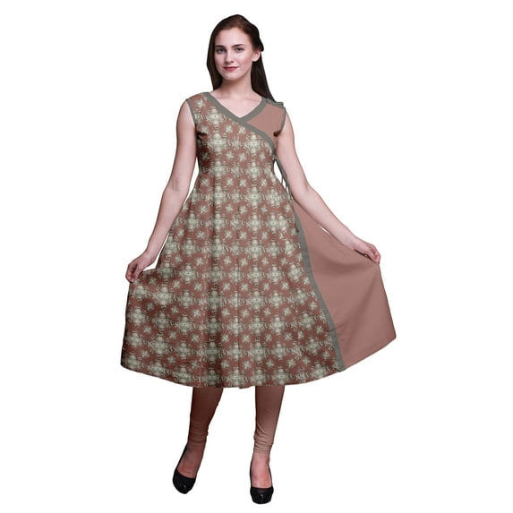 Bimba Women Kurtas Ethnic Printed Angrakha Style Summer Wear Tops For Women