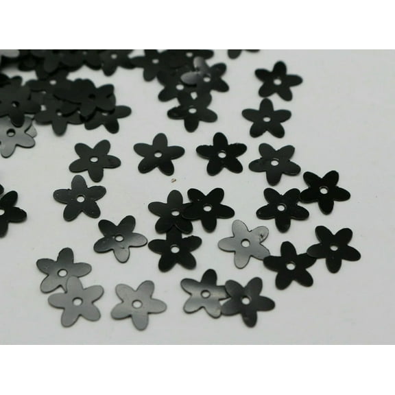 EOEMY 2000 Black 10mm Flowers Loose Sequins Paillettes Sewing Wedding Craft