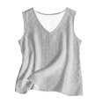 thumbnail image 4 of Holzkary Striped Linen Tank Tops for Women 2026 Casual Sleeveless Loose Fit Vest V Neck Gauze Shirt Lightweight Summer Blouse Comfy Gauze Camisoles Gingham Tank Tops Lounge Wear Basic Shirt White L, 4 of 4