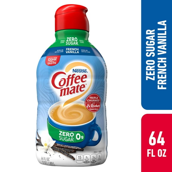 Nestle Coffee mate Zero Sugar French Vanilla Liquid Coffee Creamer, 64 fl oz